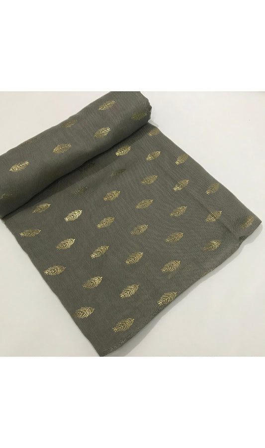 Grey Foil Leaf Hijab