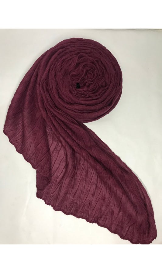 Maroon Crimped Viscose Hijab