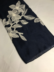 Navy Embroidery Hijab